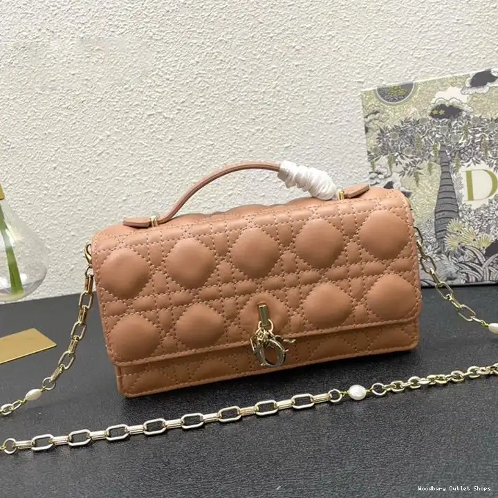 Lambskin Top Apricot Mini Cannage Handle Bag Miss Dior 0506 Hot Sale